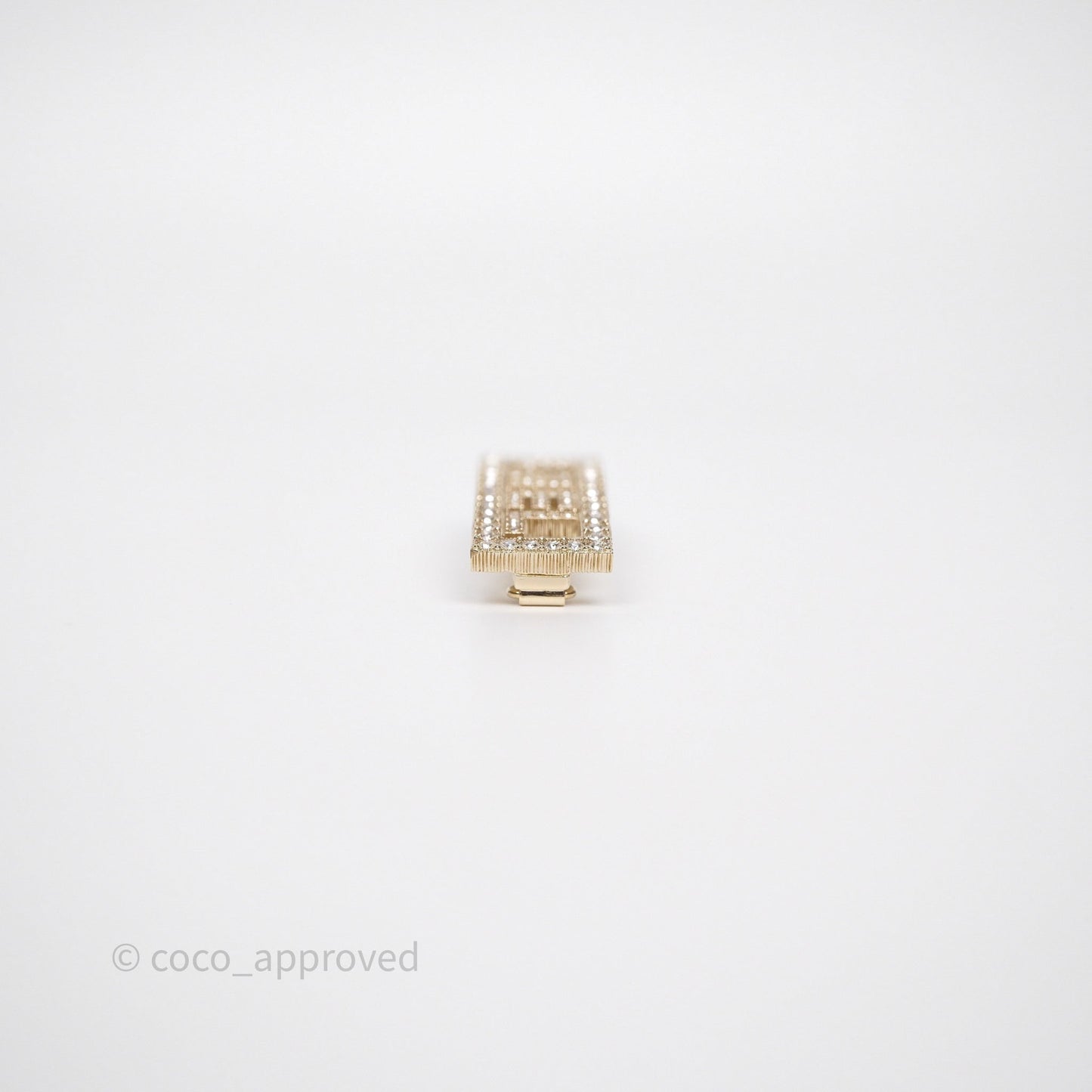 Chanel Crystal CC Logo Hair Clip Gold Tone 24K