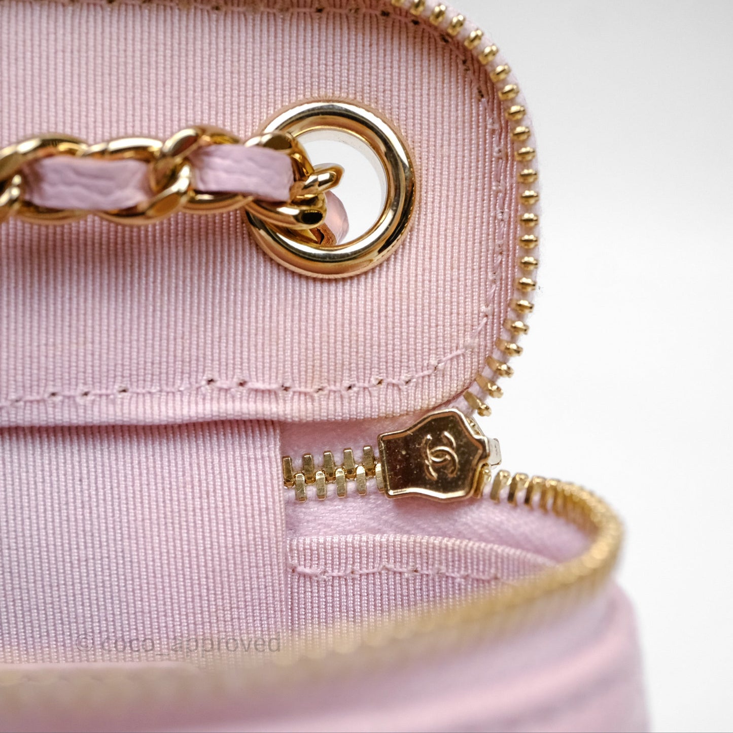 Chanel Mini Vanity With Chain Pink Caviar Gold Hardware