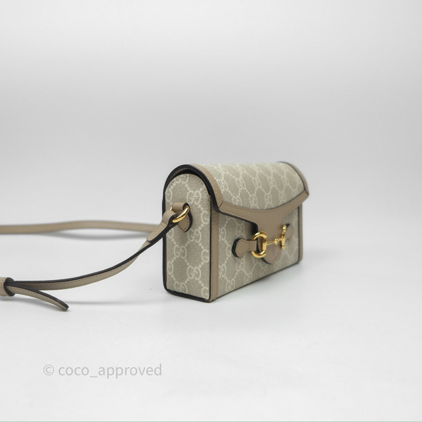 Gucci Horsebit 1955 Mini Bag Beige/White GG Supreme Canvas
