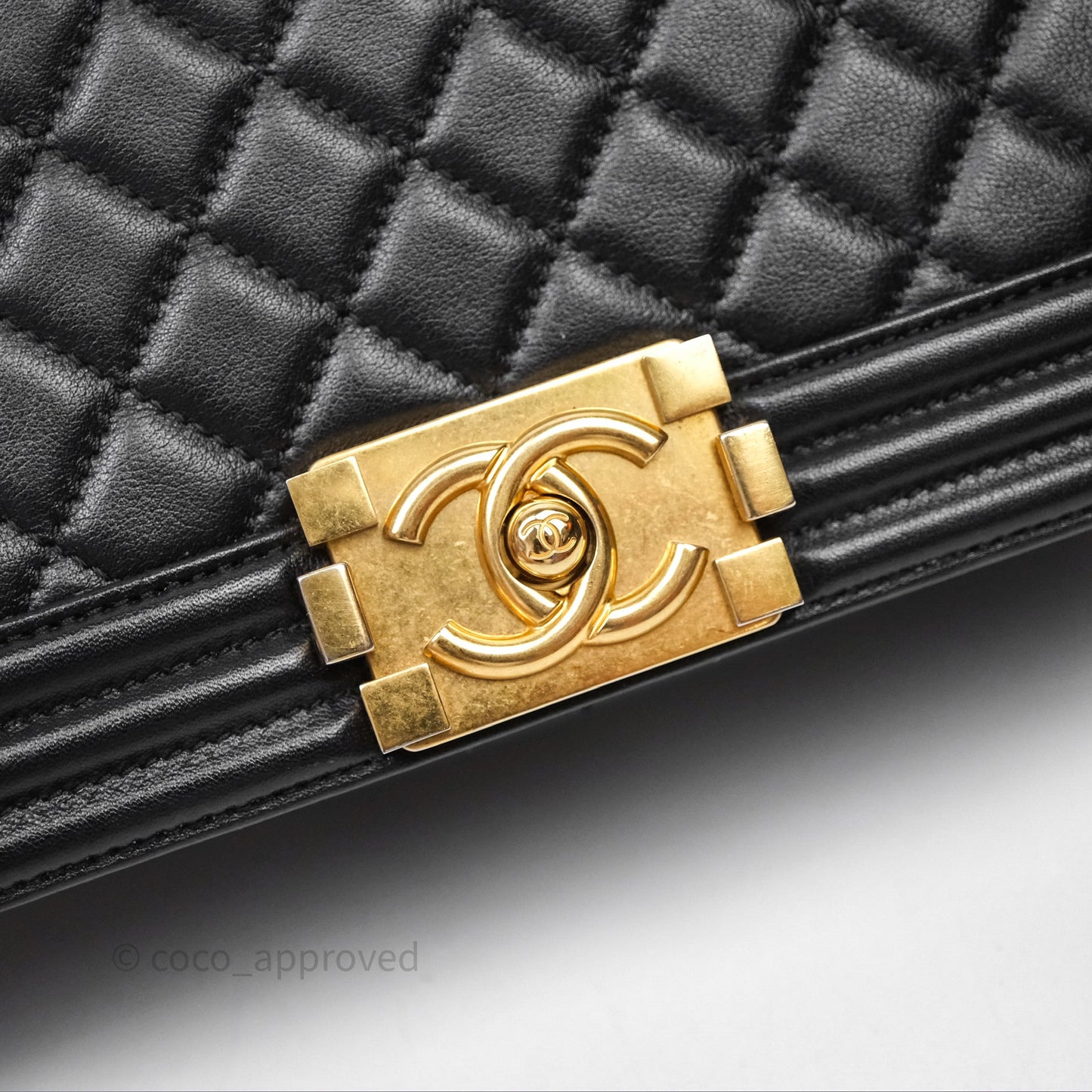 Chanel Medium Boy Quilted Black Calfskin Aged Gold Hardware