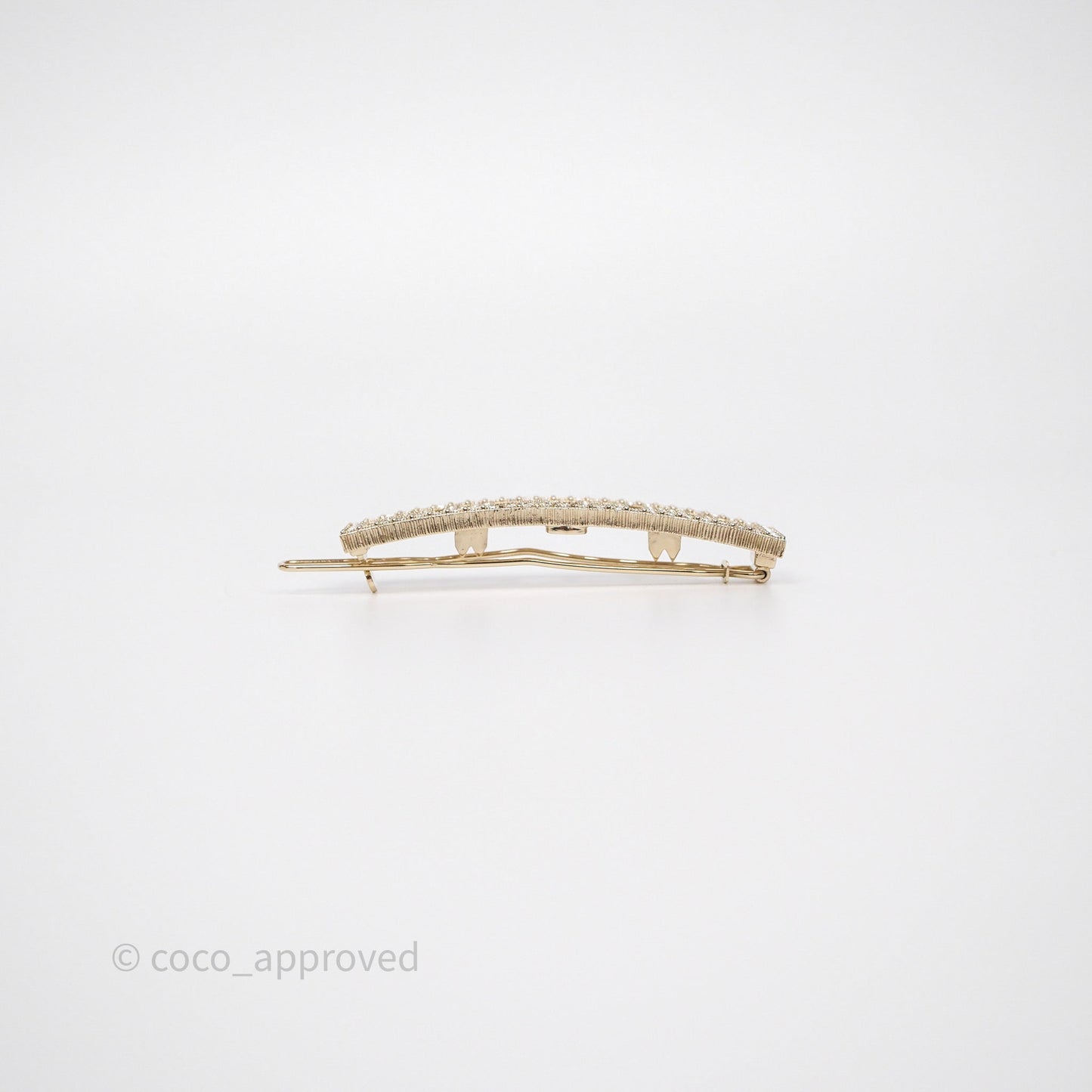 Chanel Crystal CC Logo Hair Clip Gold Tone 24K