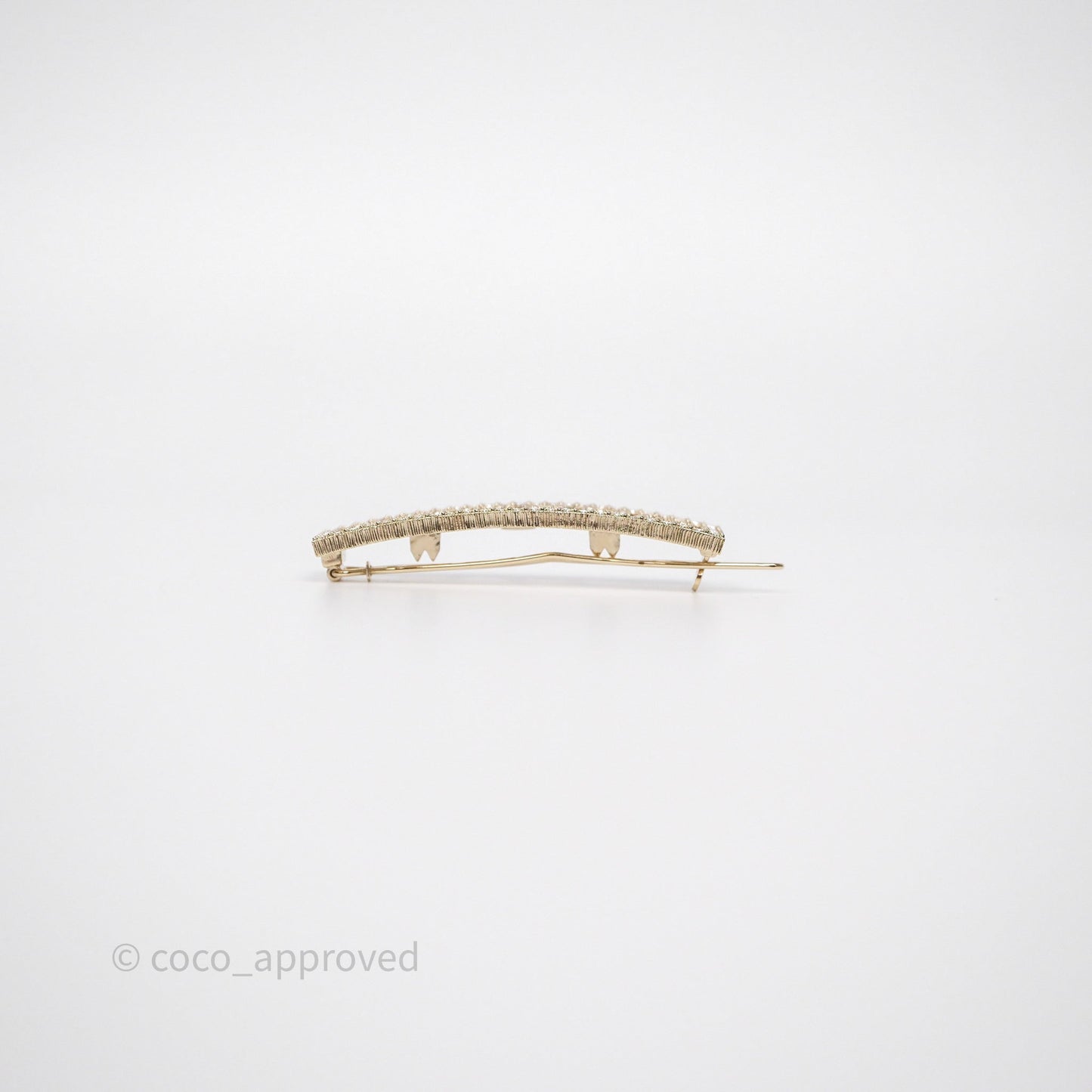 Chanel Crystal CC Logo Hair Clip Gold Tone 24K