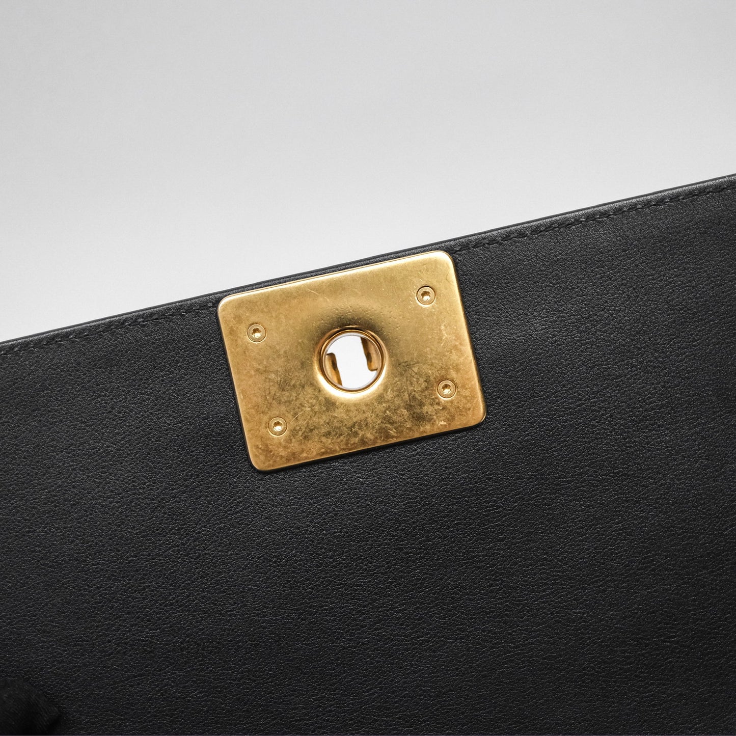 Chanel Medium Boy Quilted Black Calfskin Aged Gold Hardware