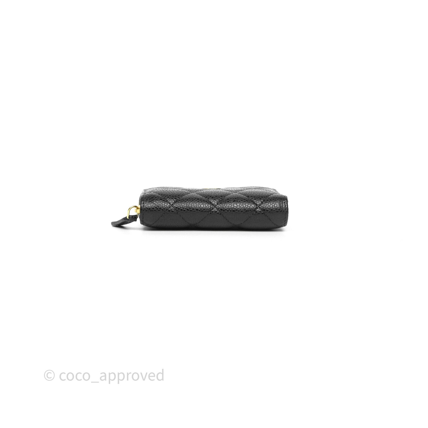 Chanel Classic Zipped Coin Purse Black Caviar Gold Hardware
