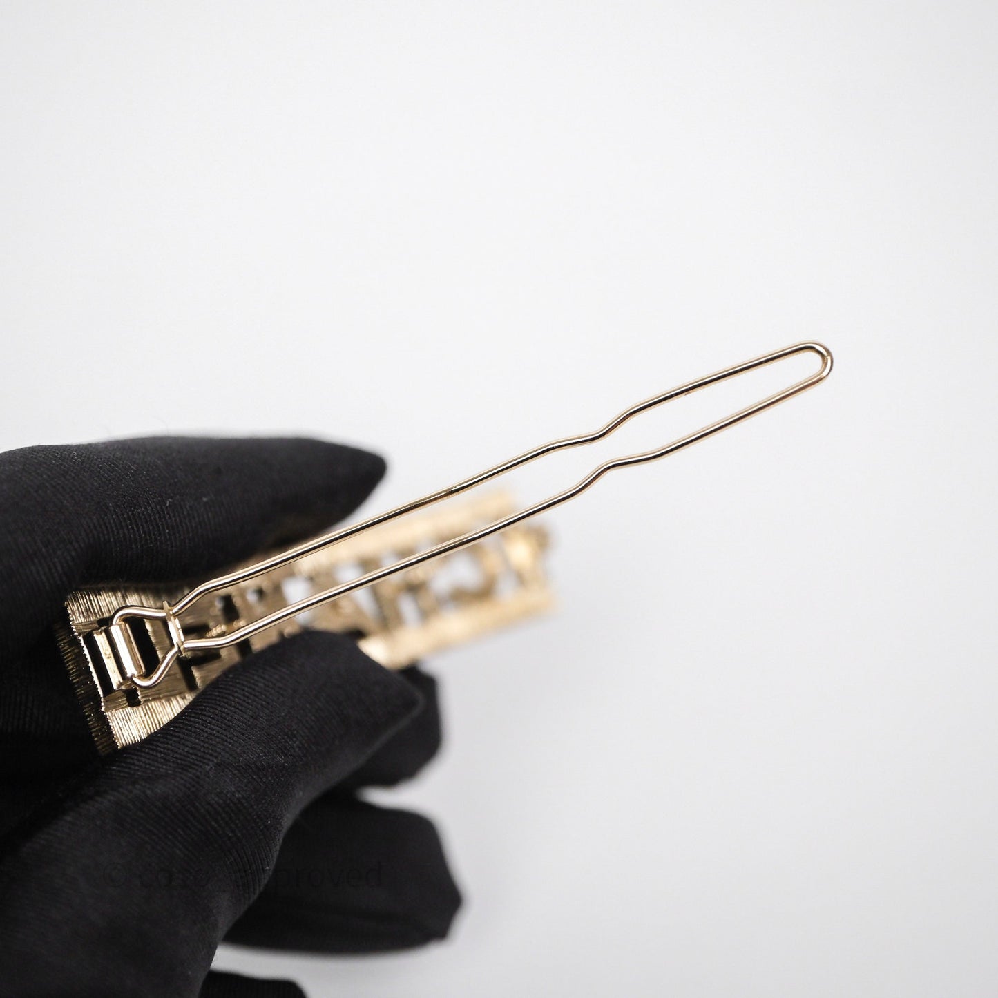 Chanel Crystal CC Logo Hair Clip Gold Tone 24K