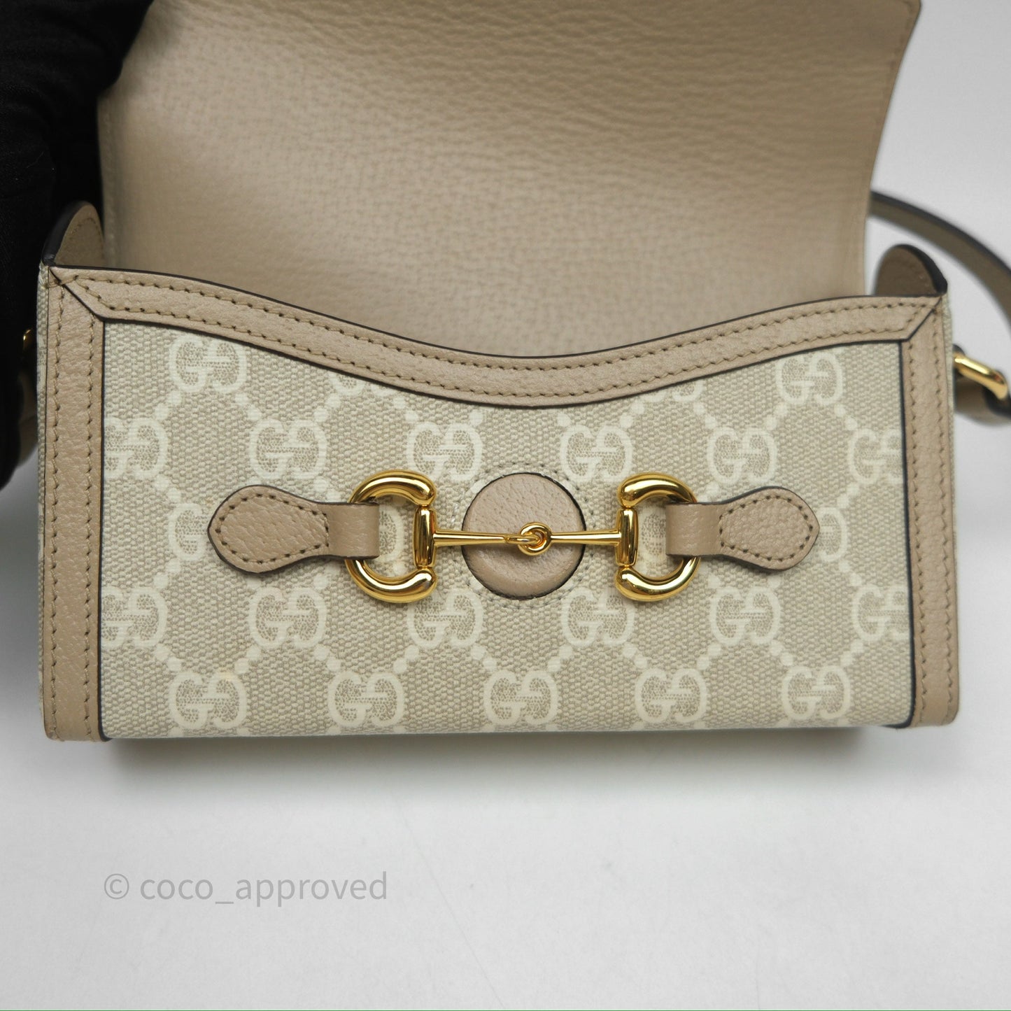 Gucci Horsebit 1955 Mini Bag Beige/White GG Supreme Canvas