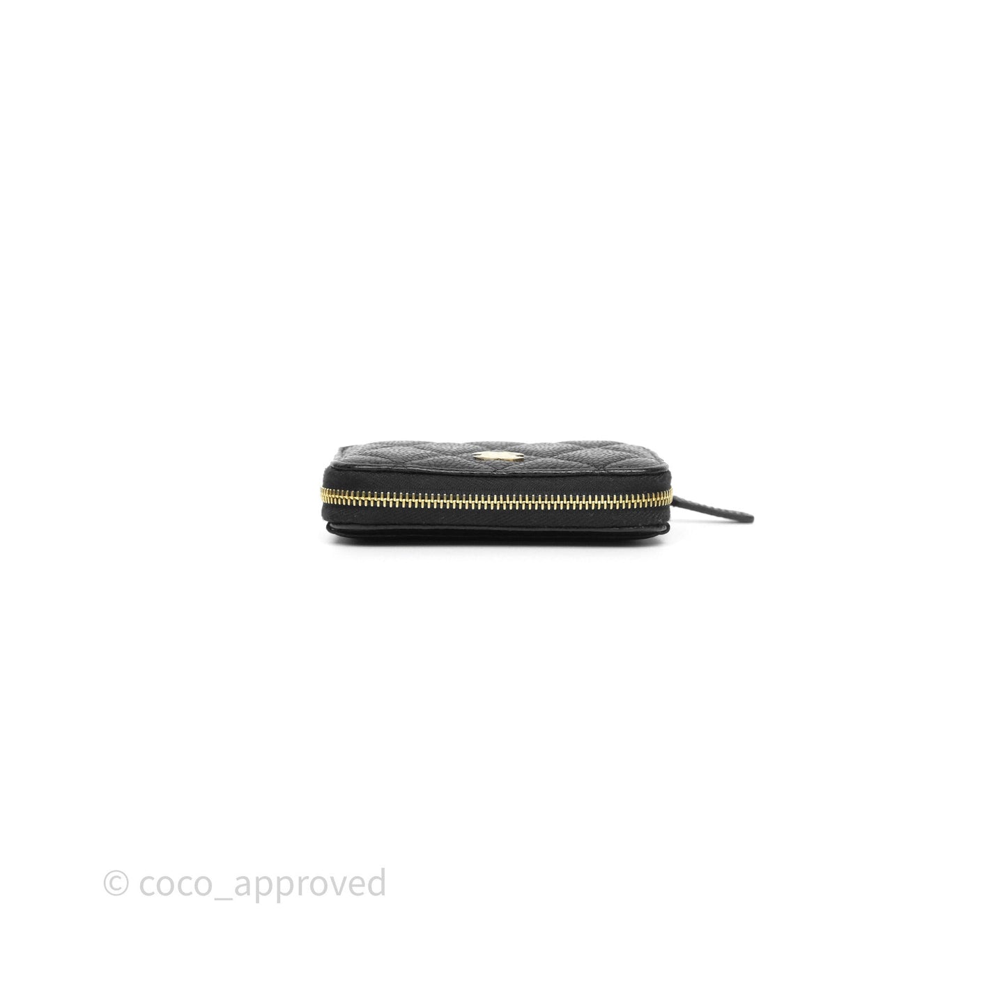 Chanel Classic Zipped Coin Purse Black Caviar Gold Hardware