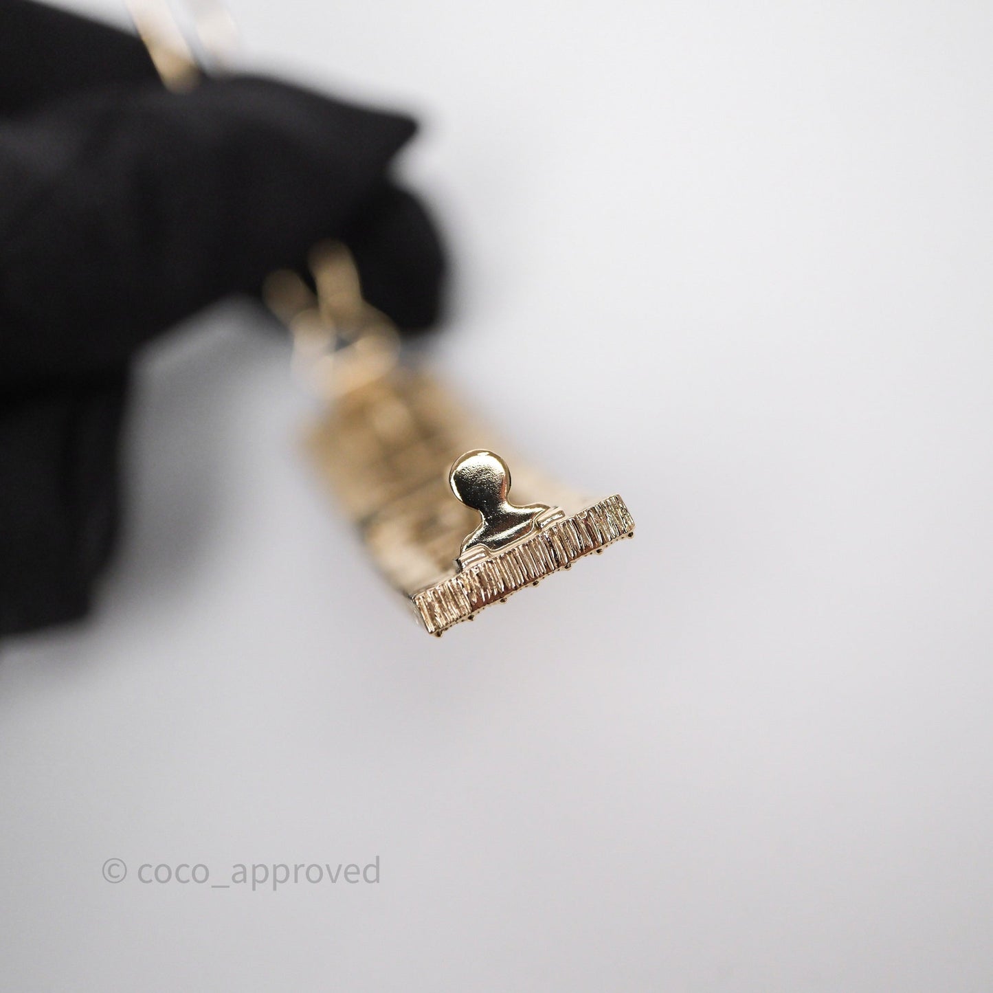 Chanel Crystal CC Logo Hair Clip Gold Tone 24K