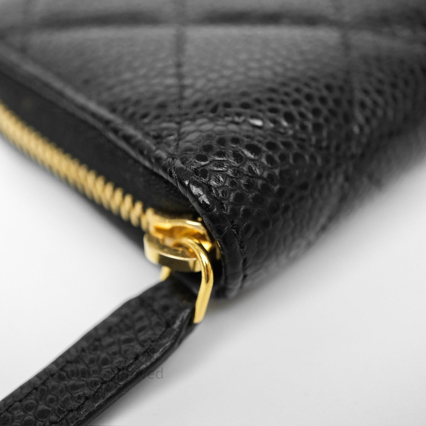 Chanel Classic Zipped Coin Purse Black Caviar Gold Hardware