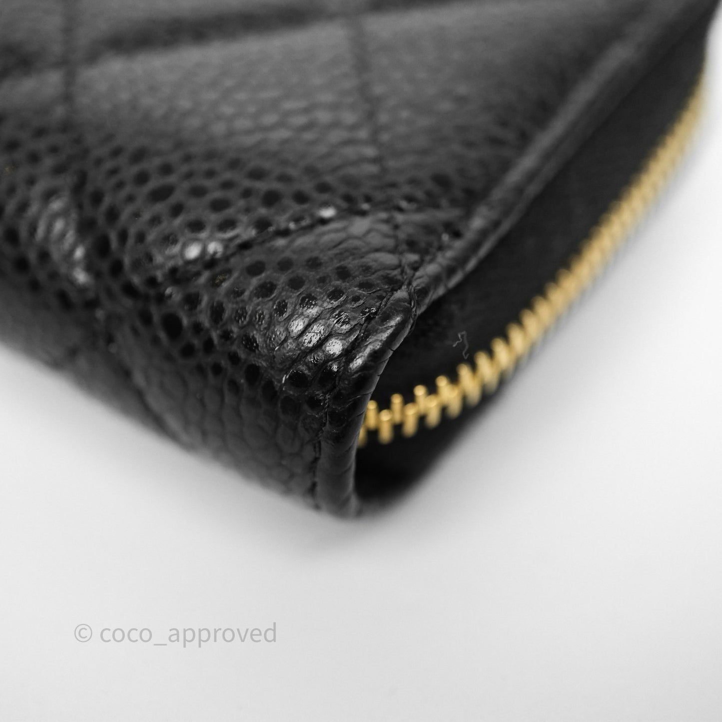 Chanel Classic Zipped Coin Purse Black Caviar Gold Hardware