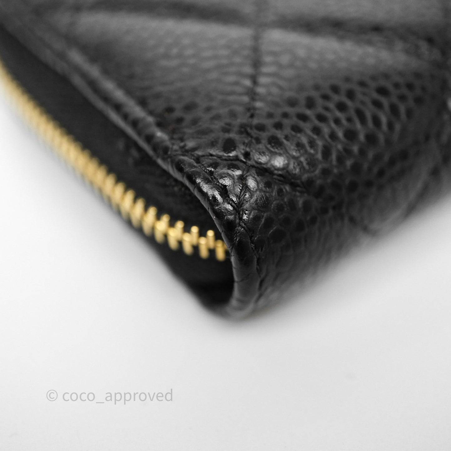 Chanel Classic Zipped Coin Purse Black Caviar Gold Hardware