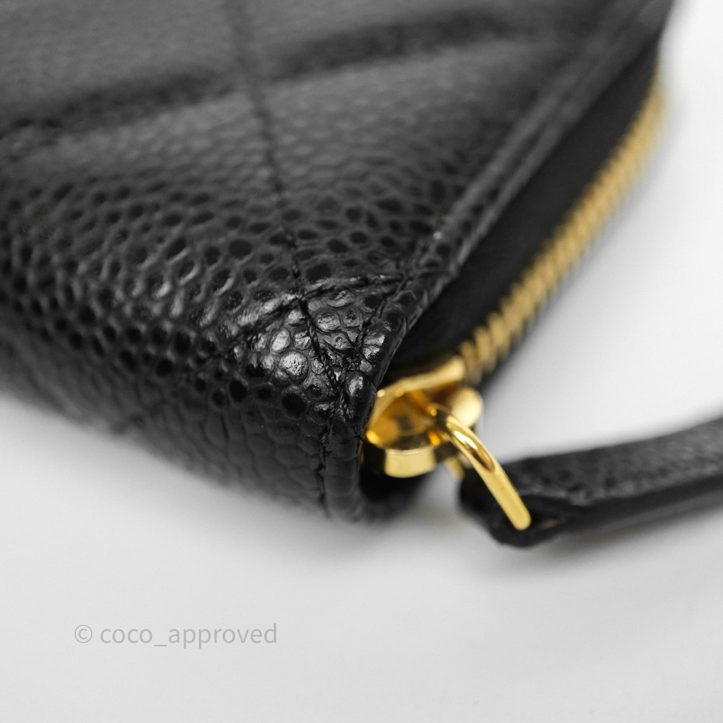 Chanel Classic Zipped Coin Purse Black Caviar Gold Hardware