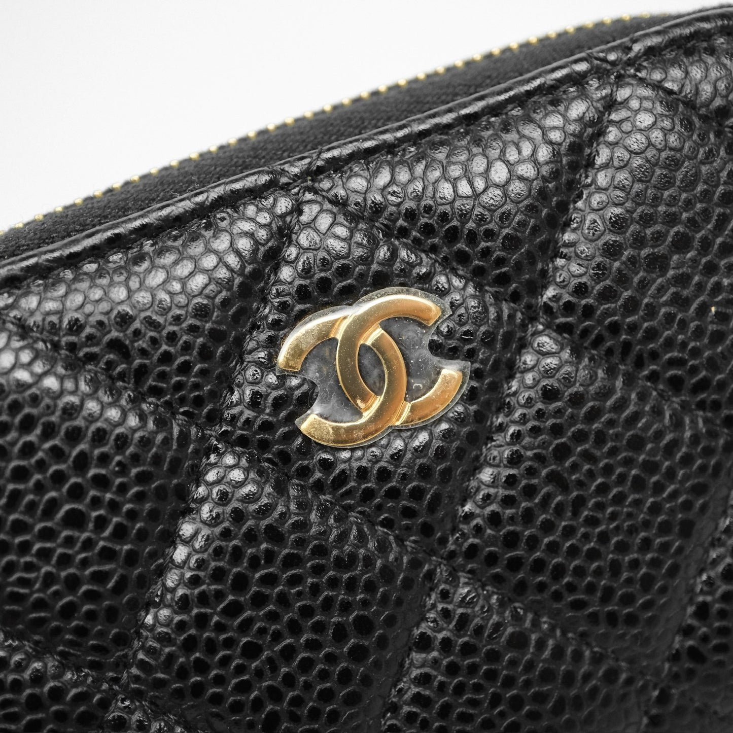 Chanel Classic Zipped Coin Purse Black Caviar Gold Hardware