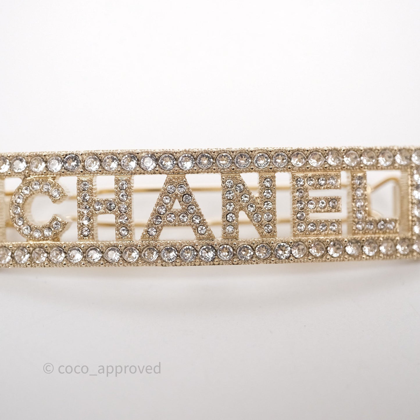 Chanel Crystal CC Logo Hair Clip Gold Tone 24K