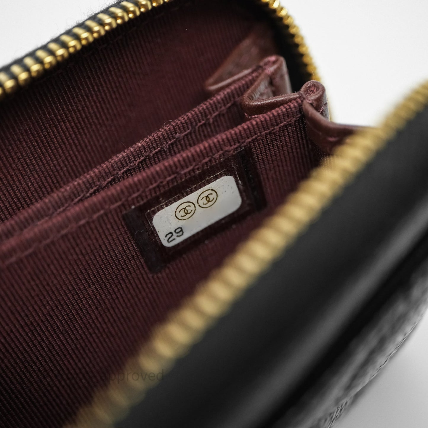Chanel Classic Zipped Coin Purse Black Caviar Gold Hardware
