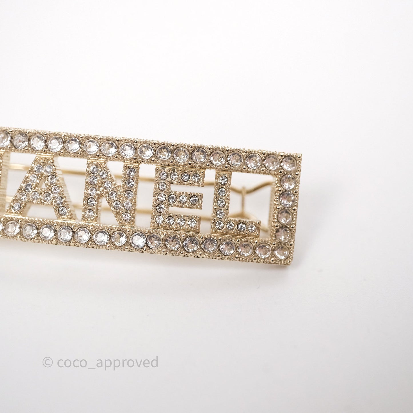 Chanel Crystal CC Logo Hair Clip Gold Tone 24K
