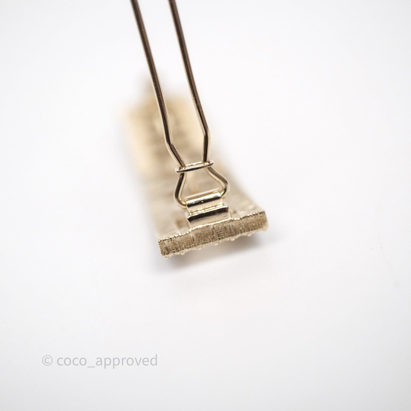 Chanel Crystal CC Logo Hair Clip Gold Tone 24K