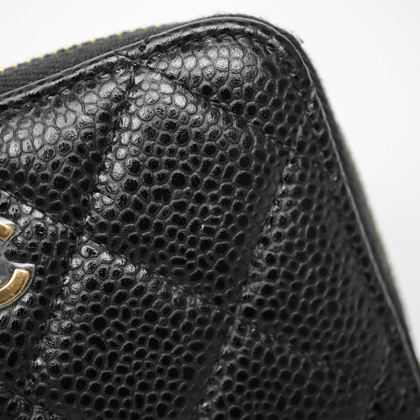 Chanel Classic Zipped Coin Purse Black Caviar Gold Hardware