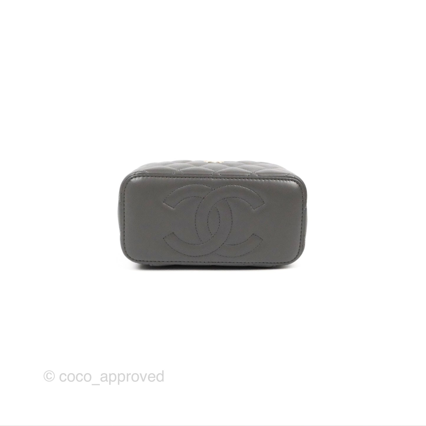 Chanel Vanity Rectangular Top Handle Grey Lambskin Gold Hardware