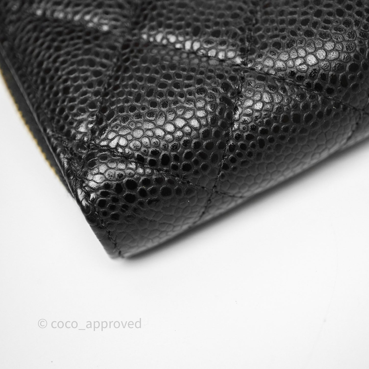Chanel Classic Zipped Coin Purse Black Caviar Gold Hardware