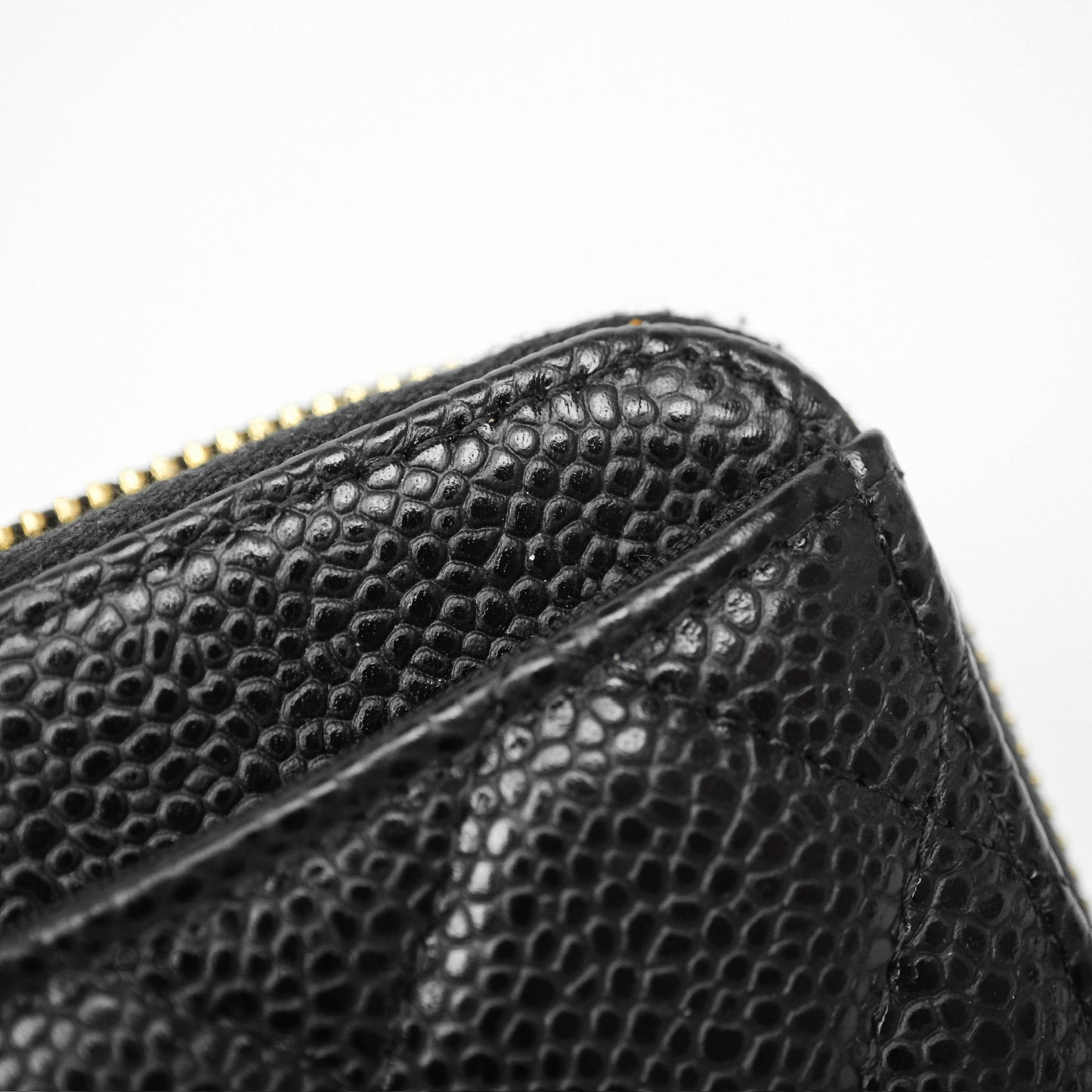 Chanel Classic Zipped Coin Purse Black Caviar Gold Hardware