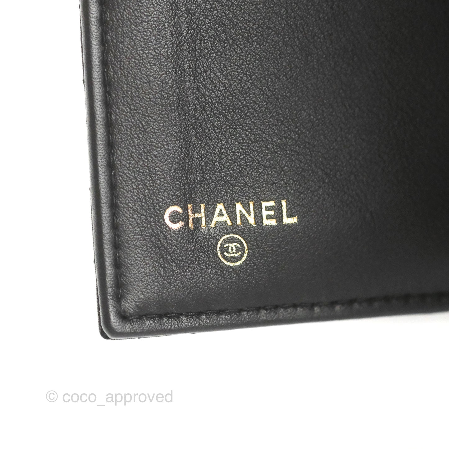 Chanel Quilted Boy Medium Trifold Flap Wallet Black Lambskin Aged Gold Hardware