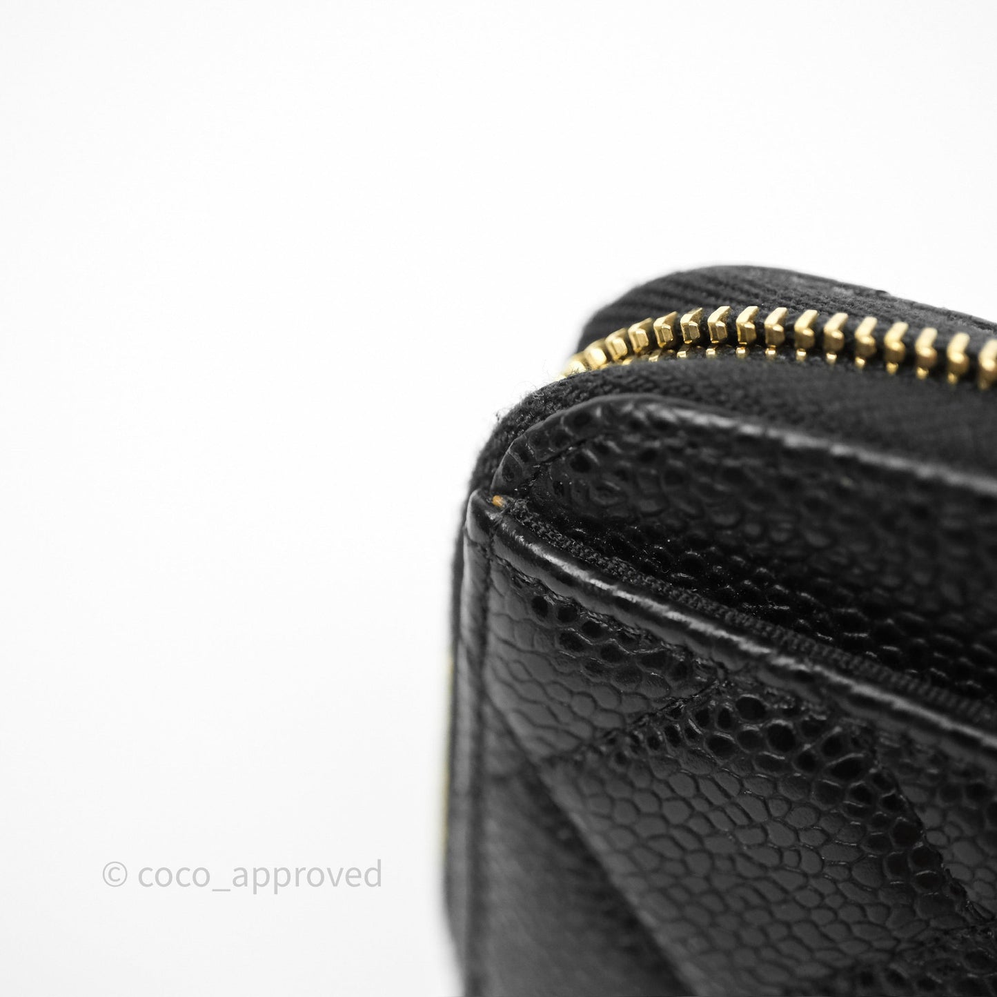Chanel Classic Zipped Coin Purse Black Caviar Gold Hardware