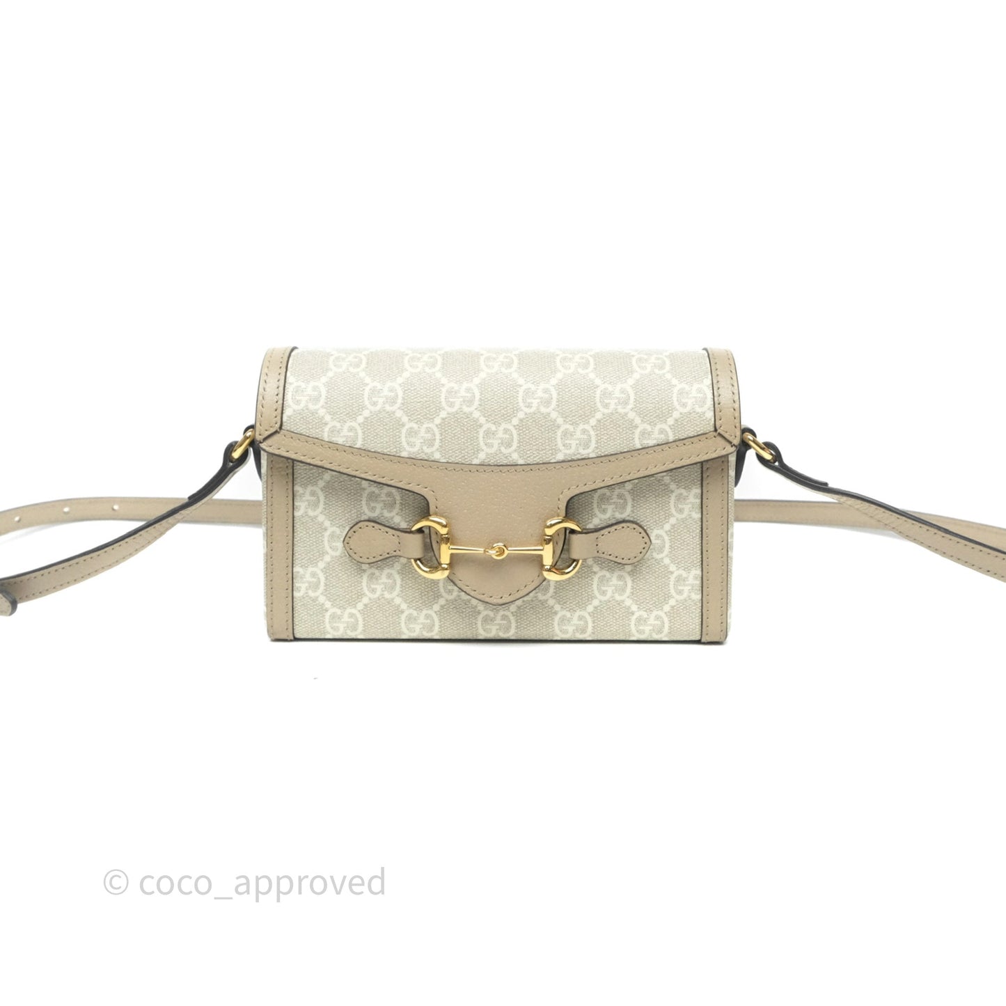 Gucci Horsebit 1955 Mini Bag Beige/White GG Supreme Canvas