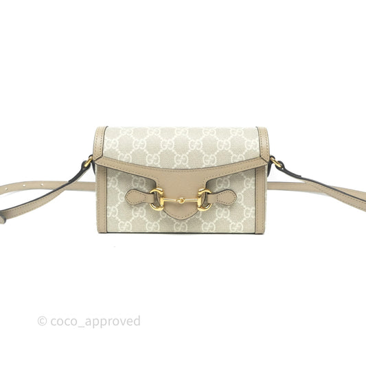 Gucci Horsebit 1955 Mini Bag Beige/White GG Supreme Canvas