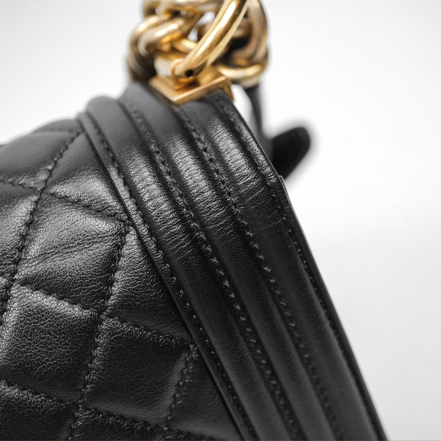 Chanel Medium Boy Quilted Black Calfskin Aged Gold Hardware