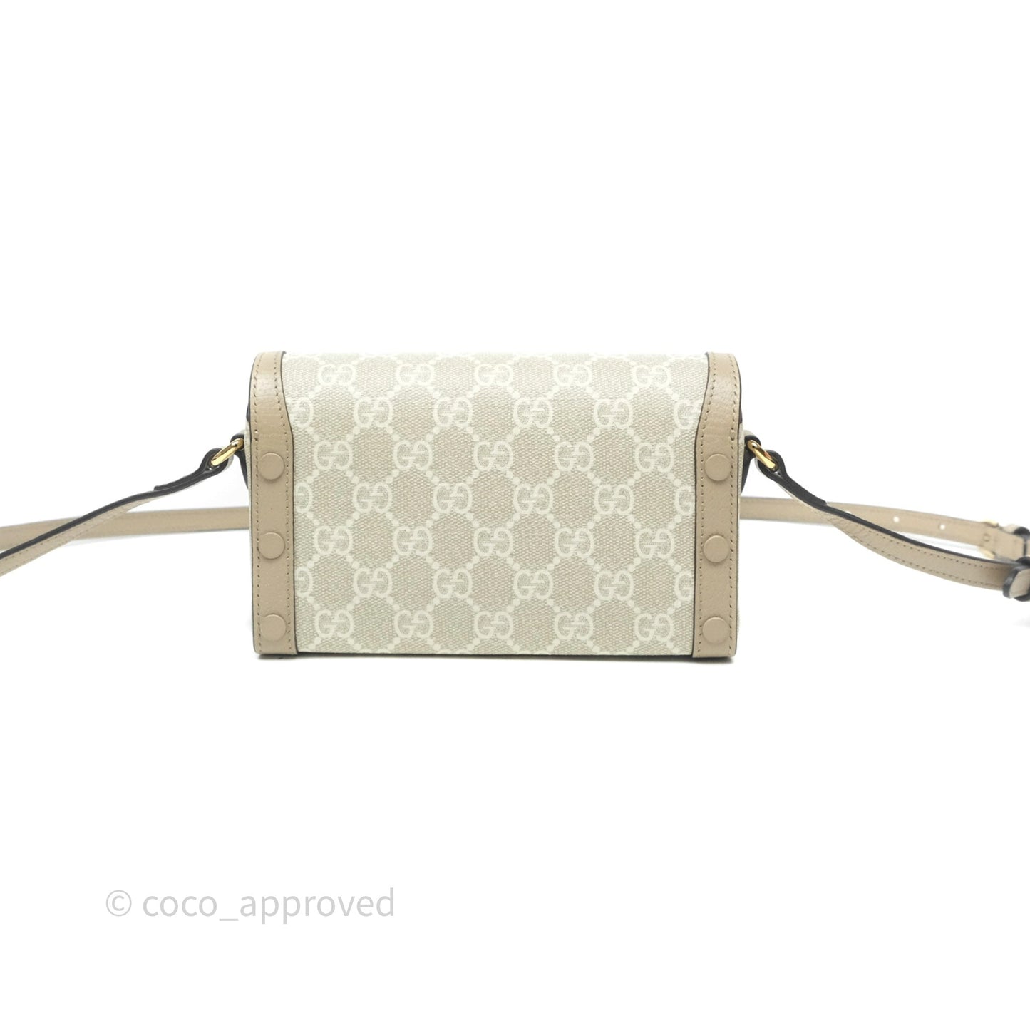Gucci Horsebit 1955 Mini Bag Beige/White GG Supreme Canvas