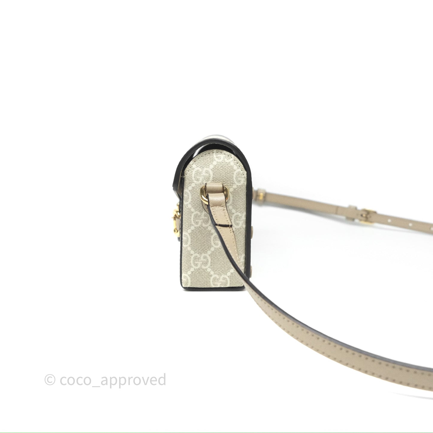 Gucci Horsebit 1955 Mini Bag Beige/White GG Supreme Canvas