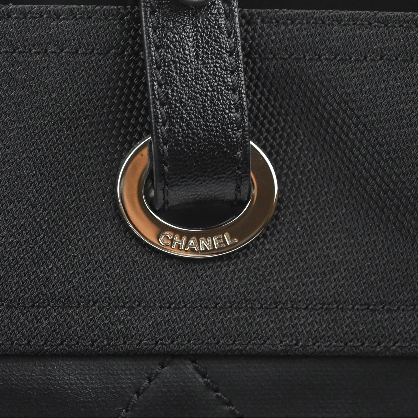 Chanel Quilted Paris Biarritz Tote MM Black Coated Canvas