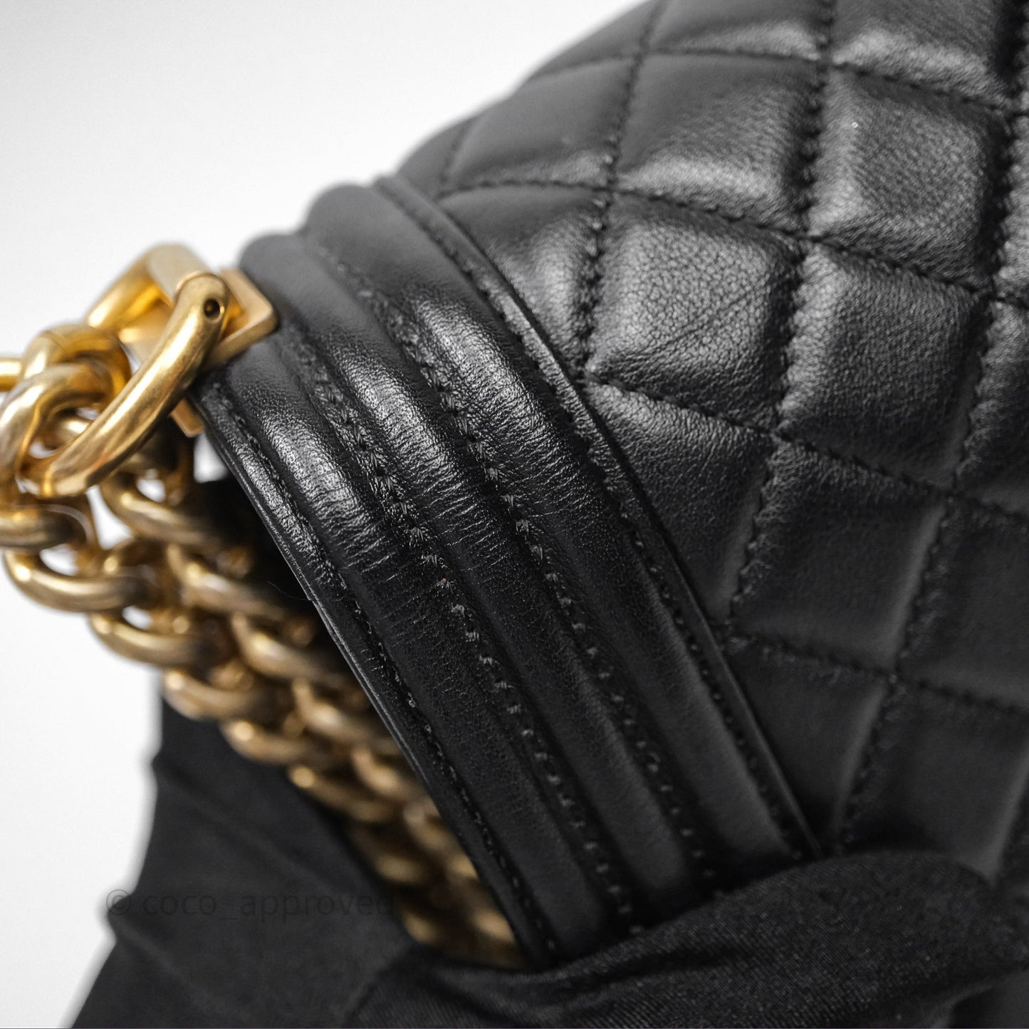Chanel Medium Boy Quilted Black Calfskin Aged Gold Hardware