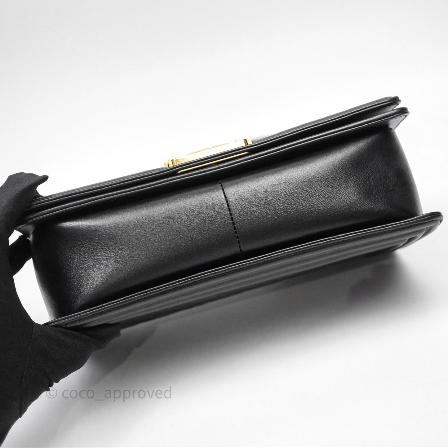 Chanel Medium Boy Quilted Black Calfskin Aged Gold Hardware