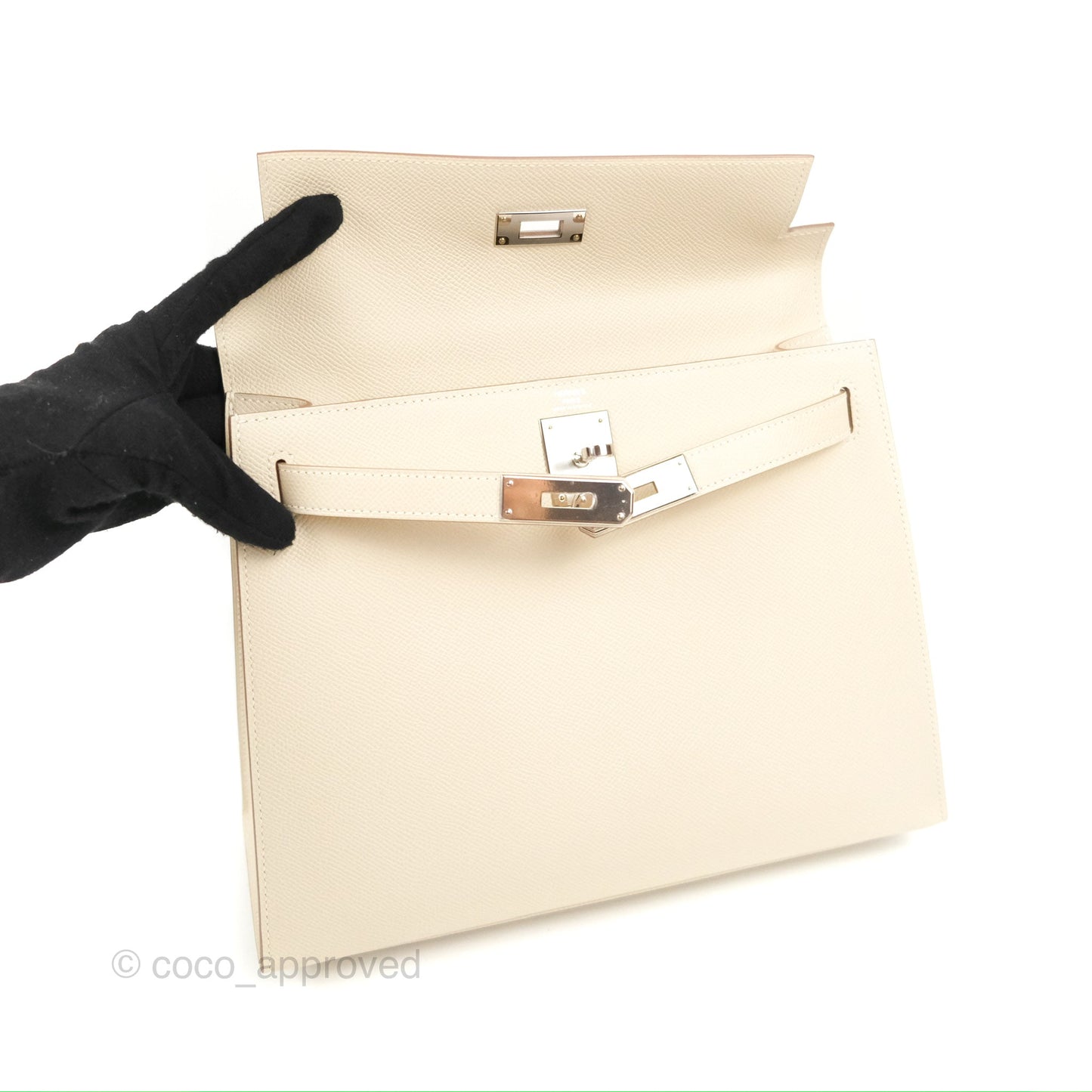 Hermès Kelly Sellier 28 Craie Epsom Palladium Hardware