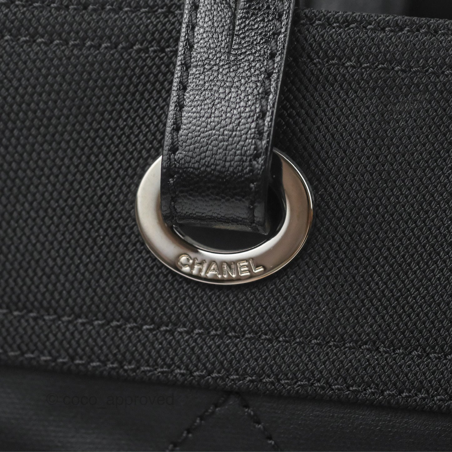 Chanel Quilted Paris Biarritz Tote MM Black Coated Canvas