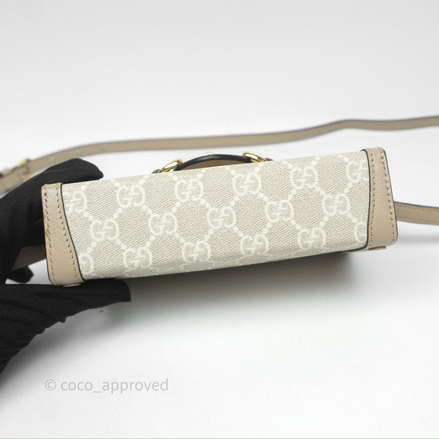 Gucci Horsebit 1955 Mini Bag Beige/White GG Supreme Canvas