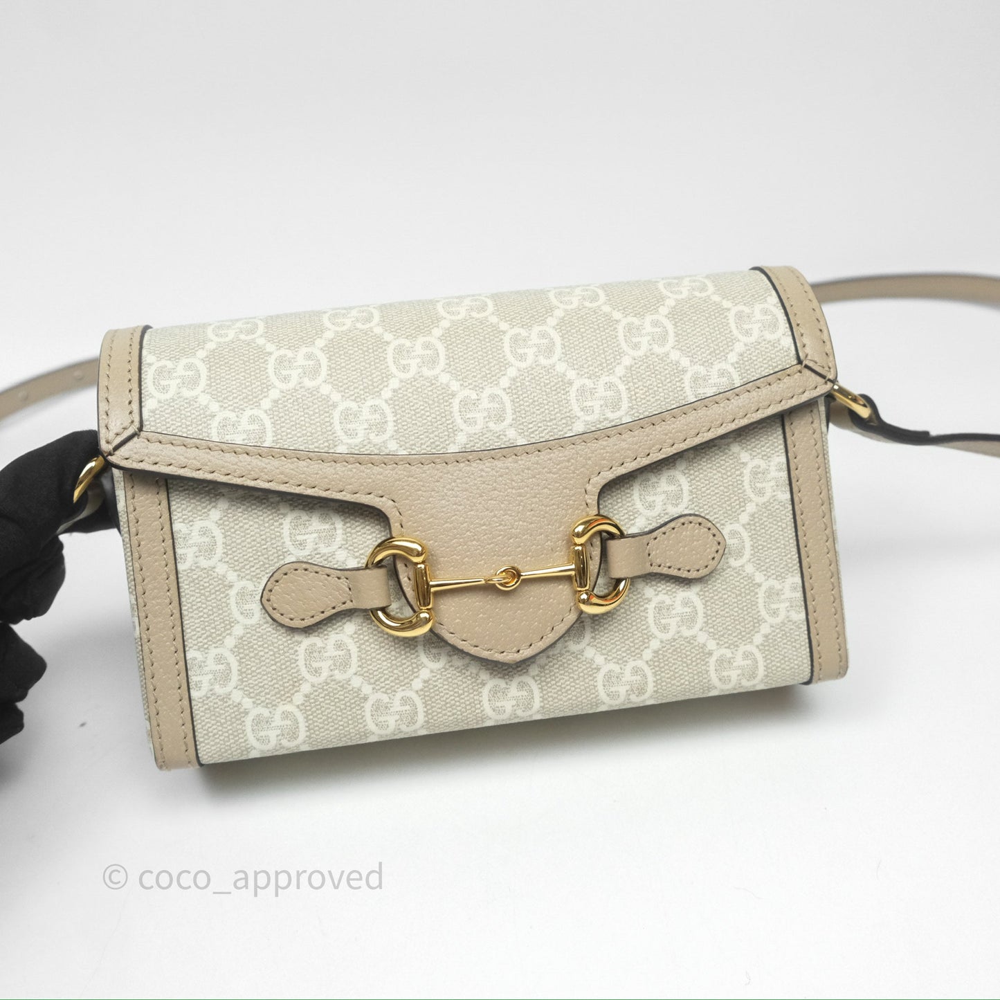 Gucci Horsebit 1955 Mini Bag Beige/White GG Supreme Canvas