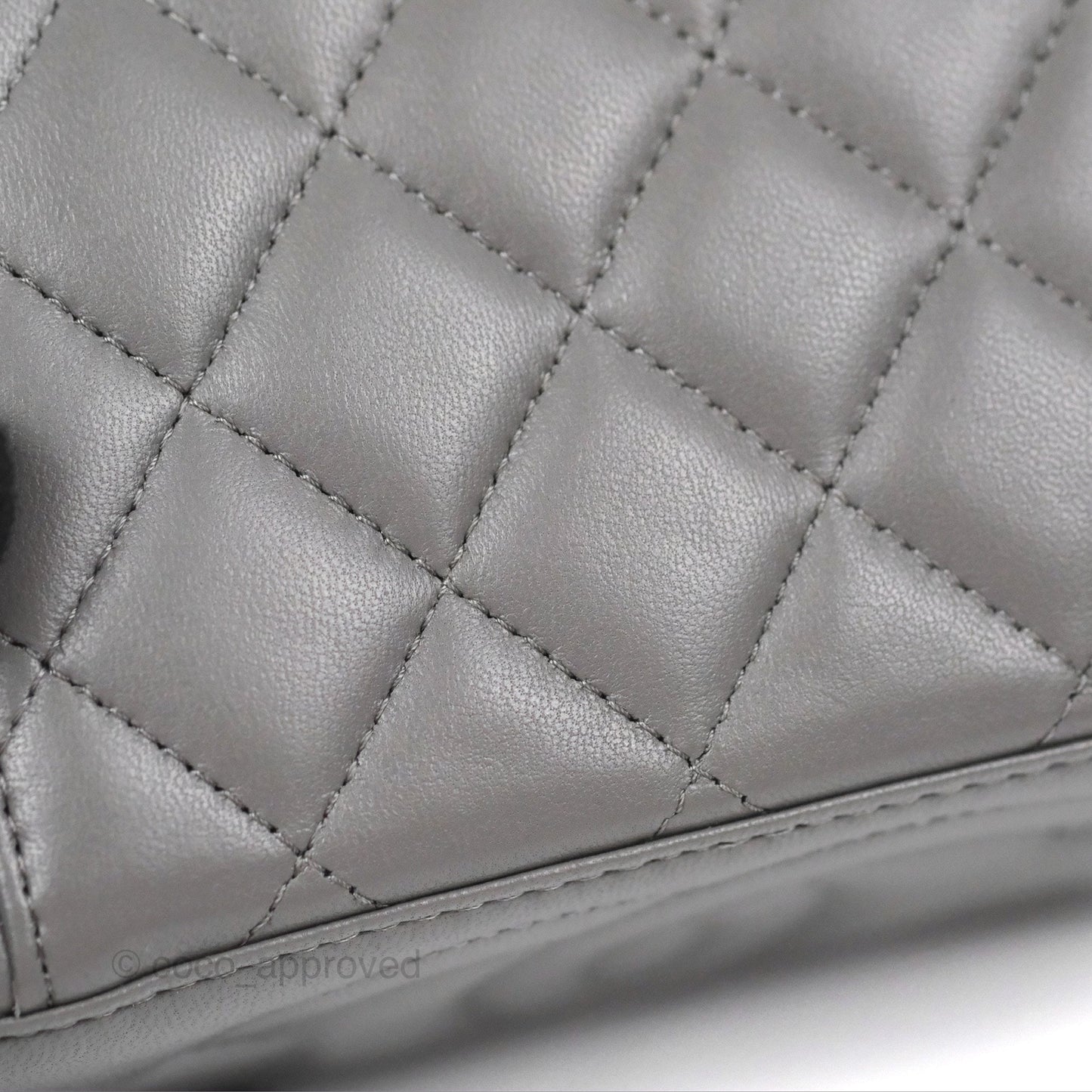 Chanel Vanity Rectangular Top Handle Grey Lambskin Gold Hardware