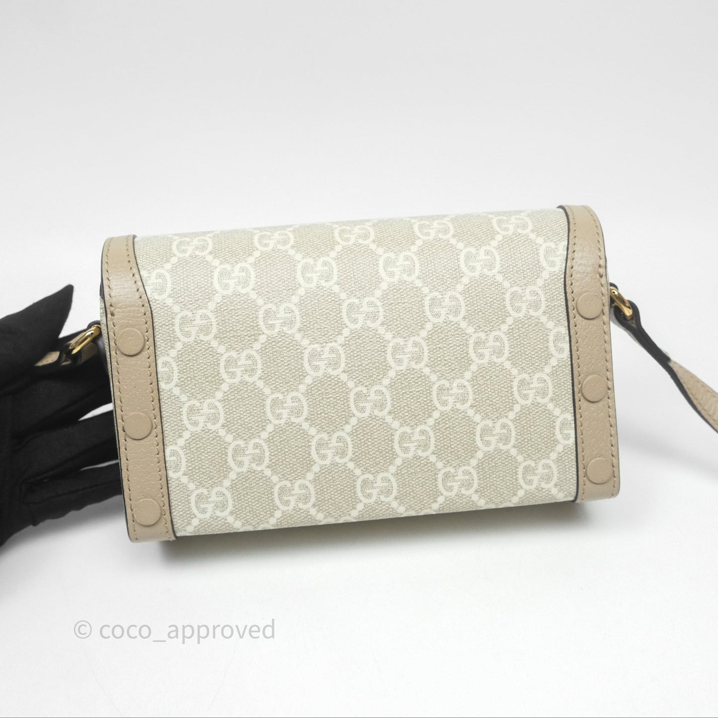 Gucci Horsebit 1955 Mini Bag Beige/White GG Supreme Canvas