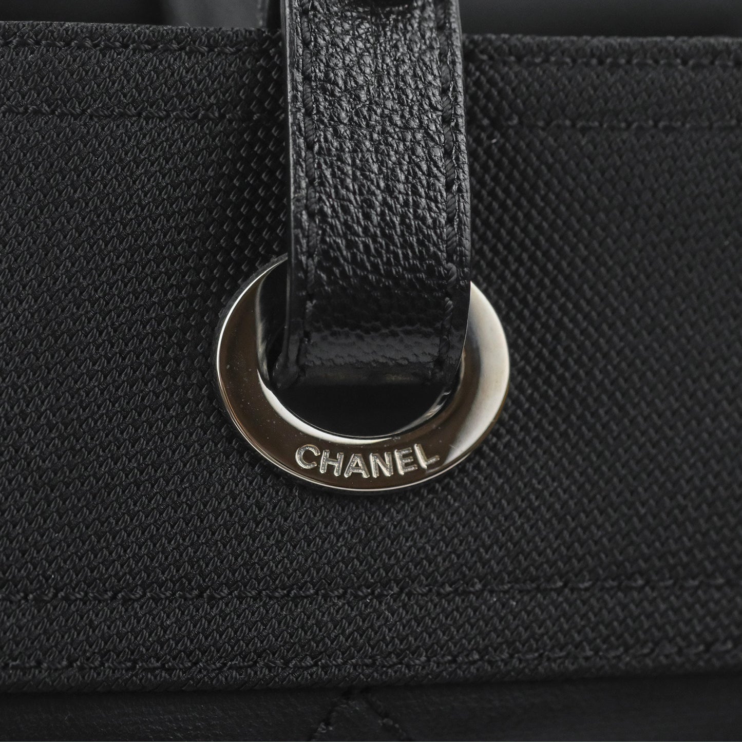 Chanel Quilted Paris Biarritz Tote MM Black Coated Canvas