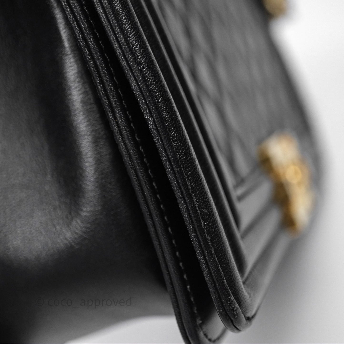 Chanel Medium Boy Quilted Black Calfskin Aged Gold Hardware