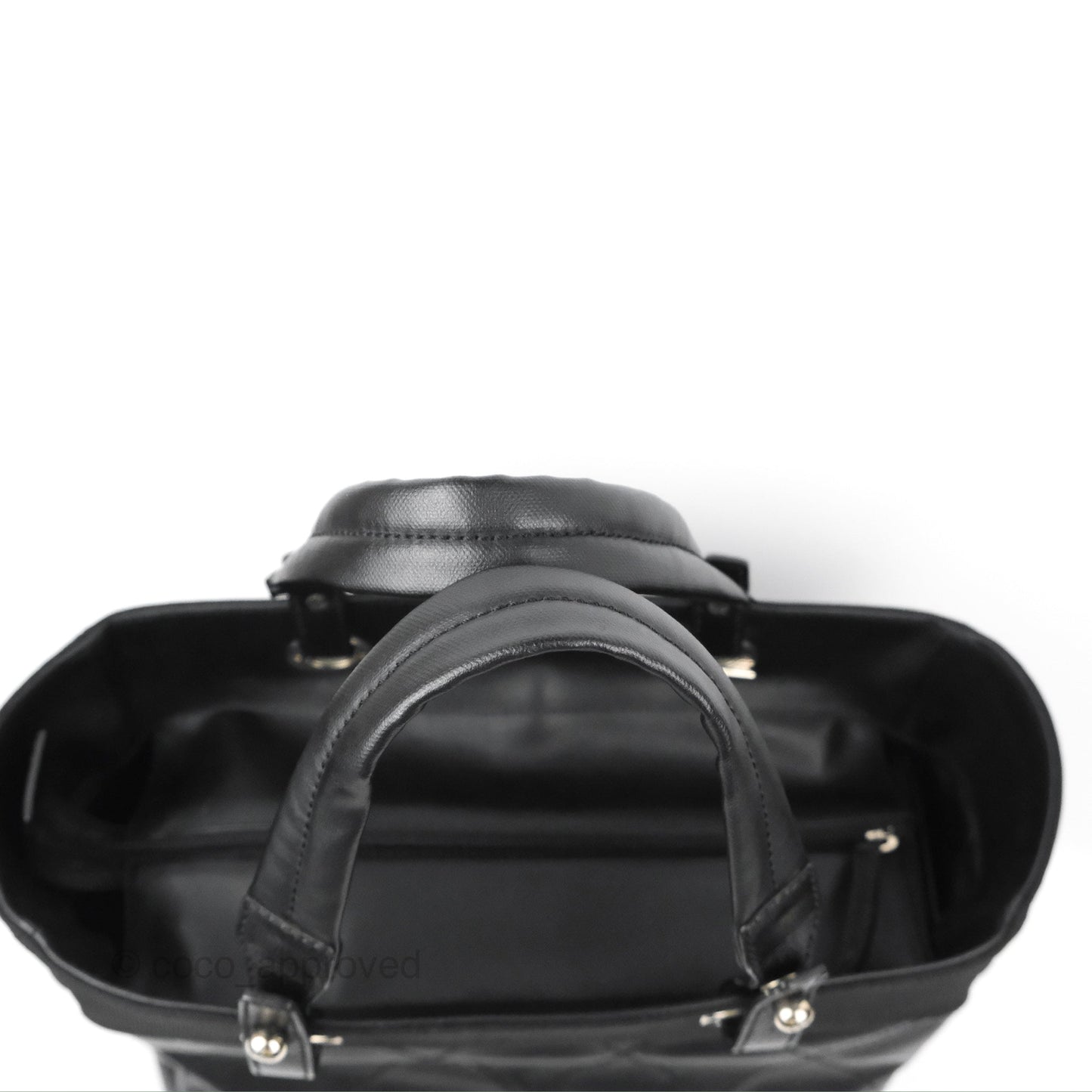 Chanel Quilted Paris Biarritz Tote MM Black Coated Canvas