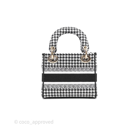 Christian Dior Mini Lady D-Lite Bag Black White Houndstooth