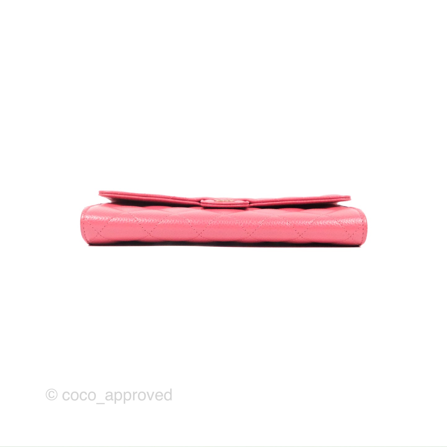 Chanel Quilted Classic Zip Long Wallet Pink Caviar Gold Hardware