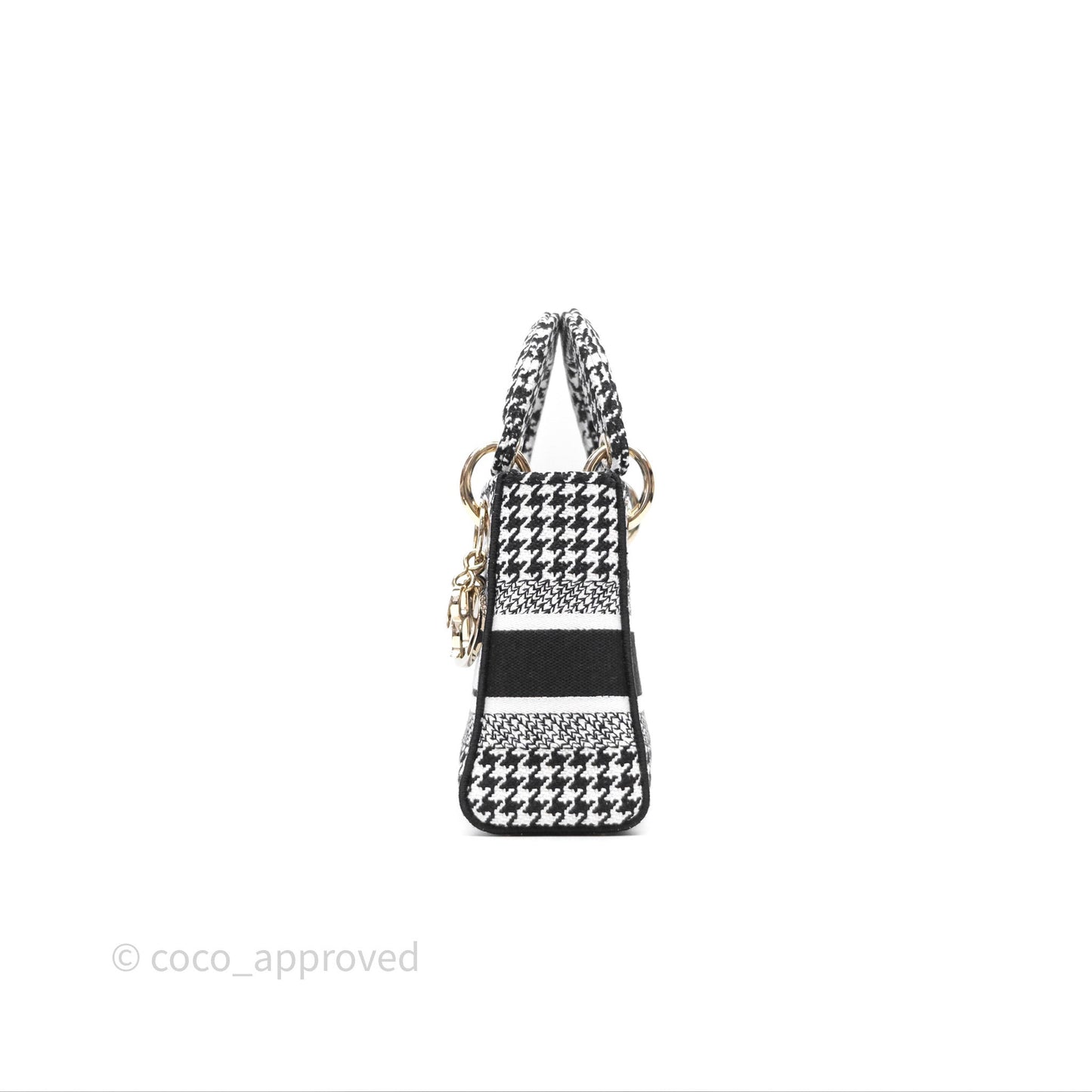 Christian Dior Mini Lady D-Lite Bag Black White Houndstooth