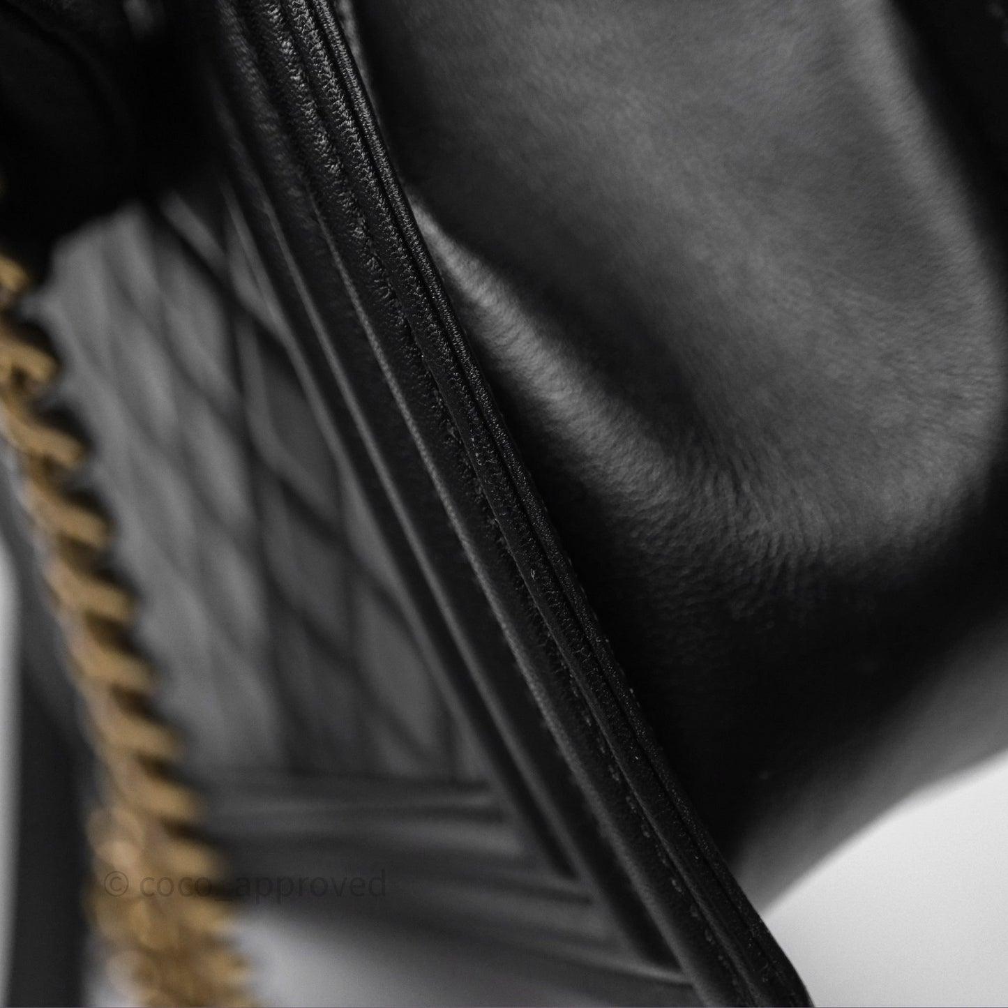 Chanel Medium Boy Quilted Black Calfskin Aged Gold Hardware