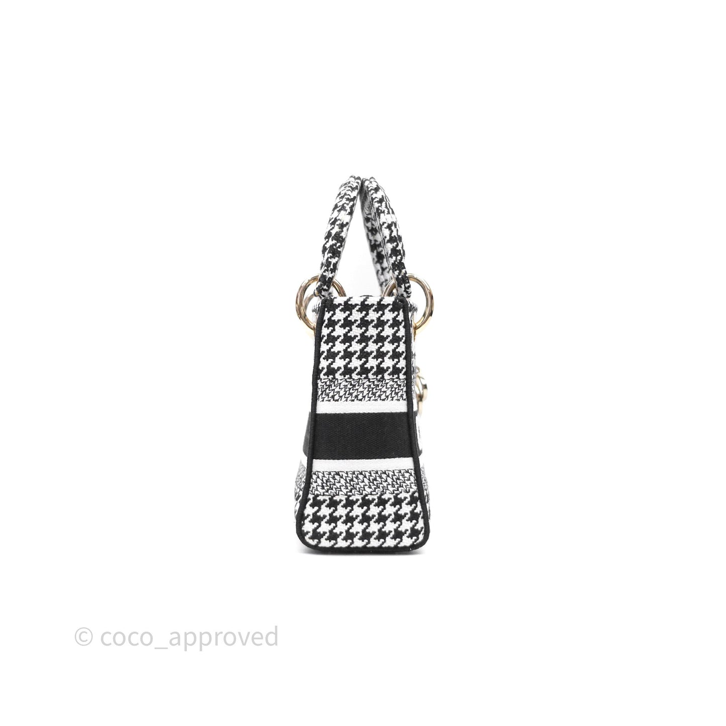 Christian Dior Mini Lady D-Lite Bag Black White Houndstooth