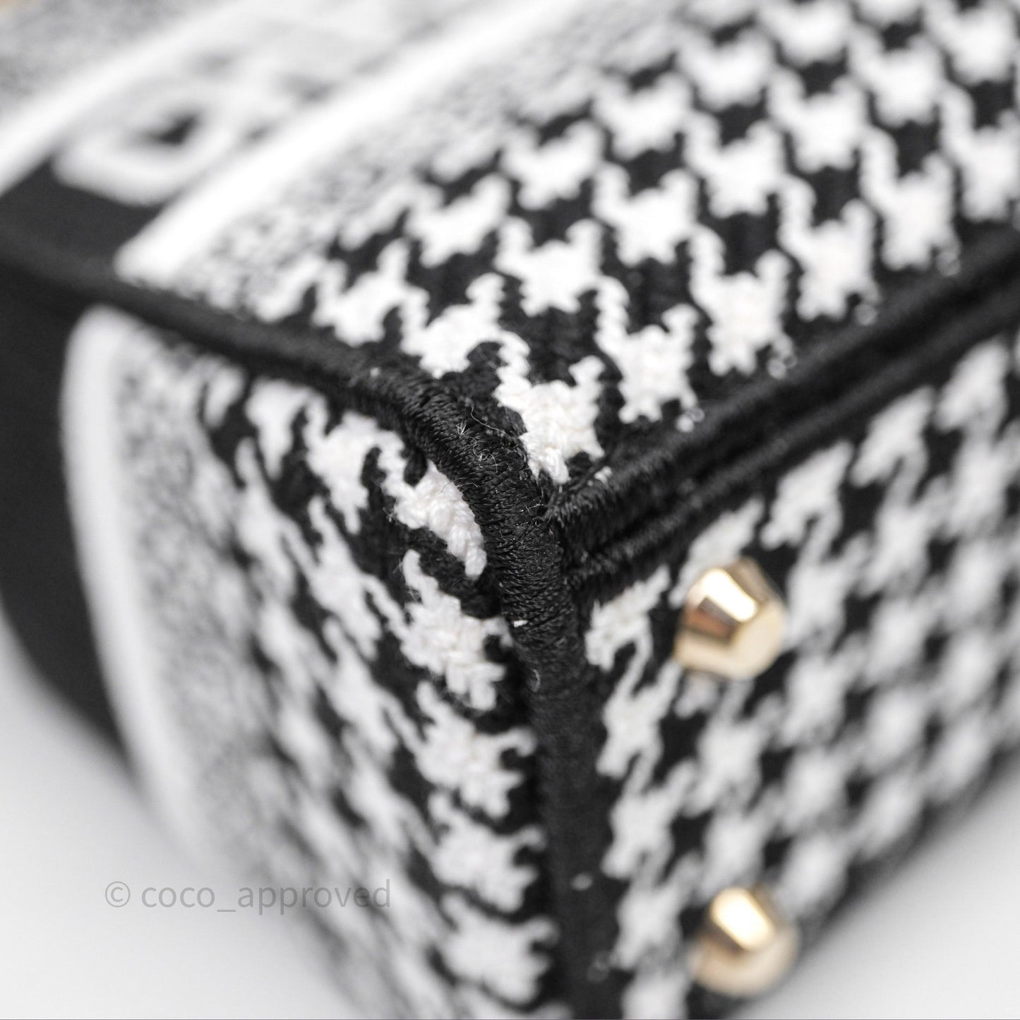 Christian Dior Mini Lady D-Lite Bag Black White Houndstooth